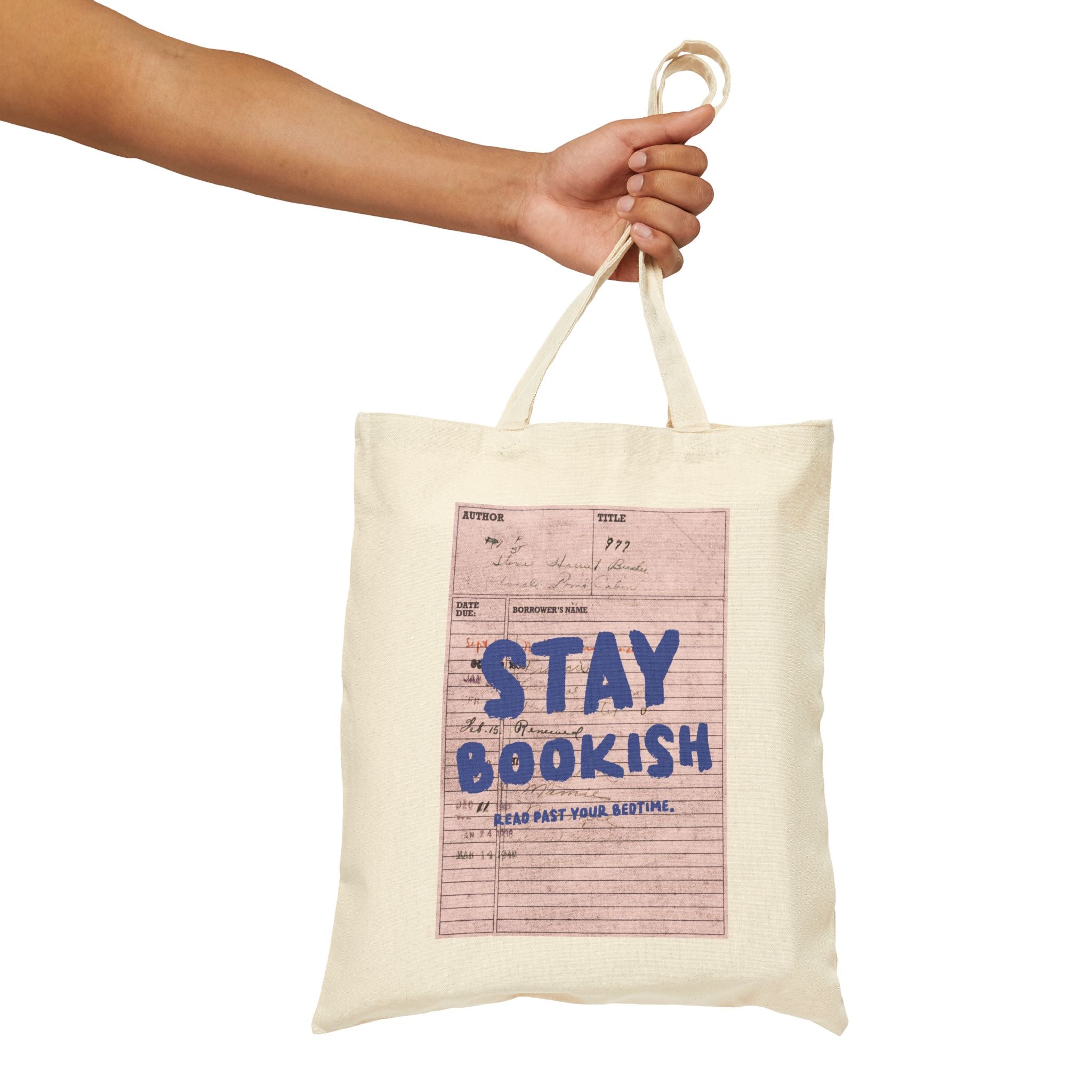 Stay Bookish Canvas Tote Bag — Library Card Book Lover Bookish Tote