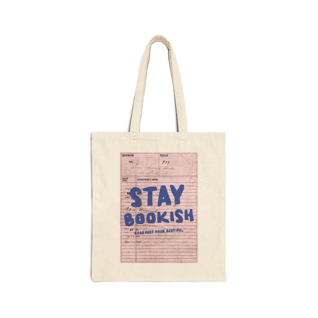 Stay Bookish Canvas Tote Bag — Library Card Book Lover Bookish Tote