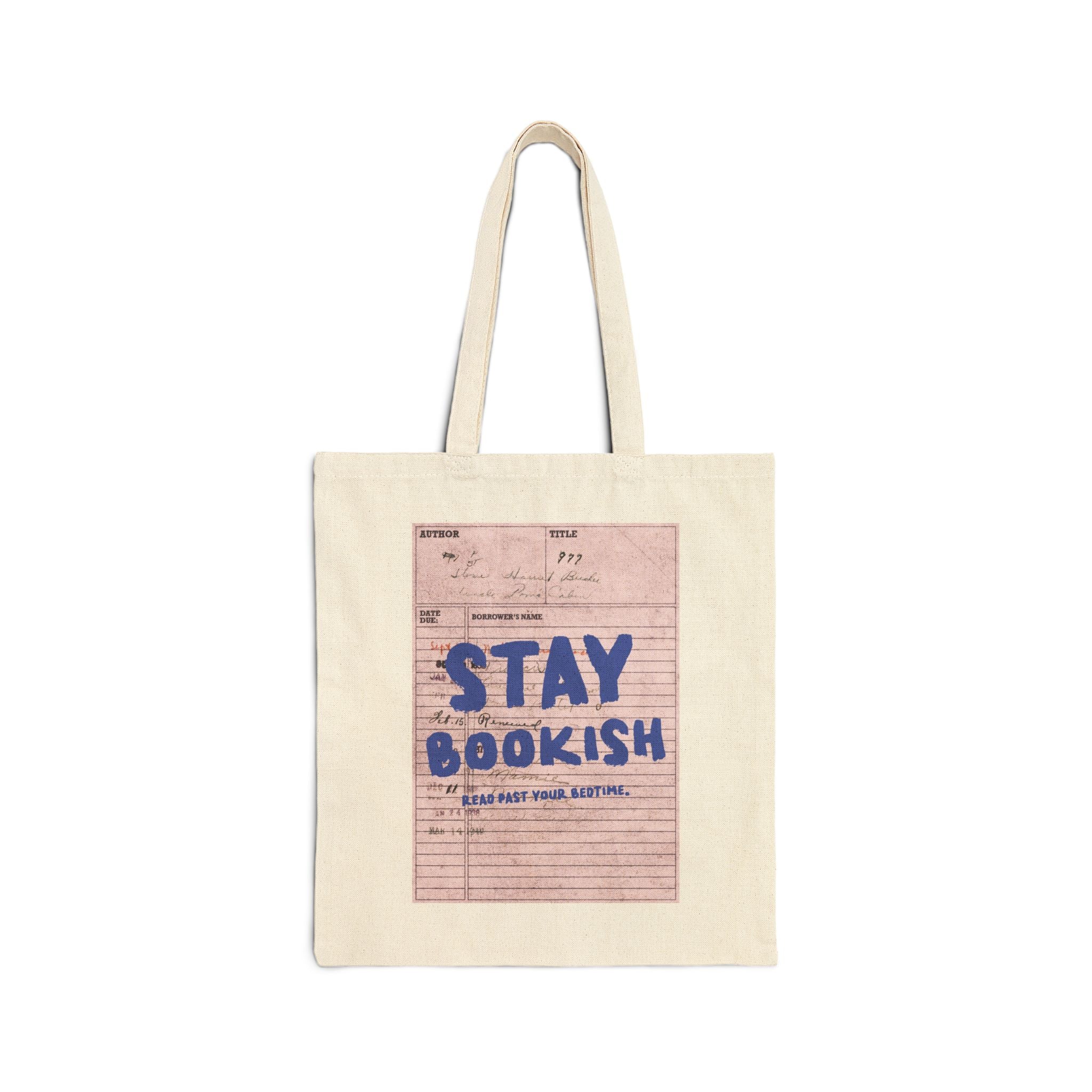 Stay Bookish Canvas Tote Bag — Library Card Book Lover Bookish Tote