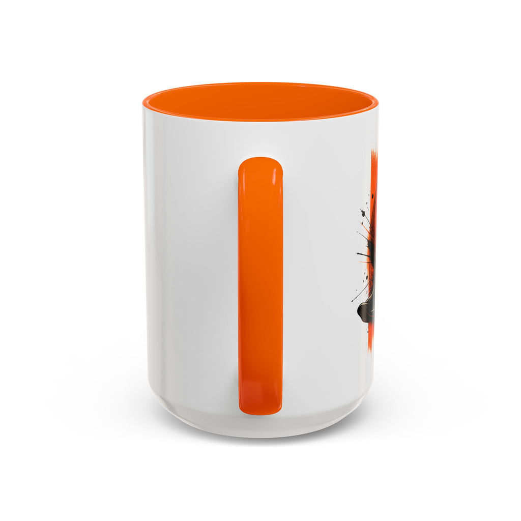 Black Hat & Orange Brushstroke Accent Coffee Mug — Halloween Cat Coffee Cup (11/15oz)