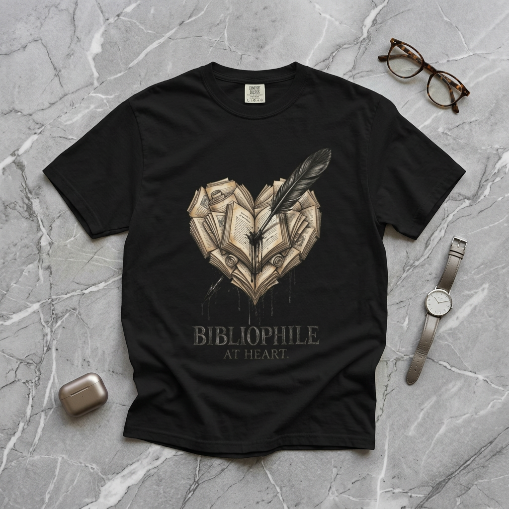 Bibliophile at Heart book graphic T-Shirt | Reader Shirt, Book Lover Tee