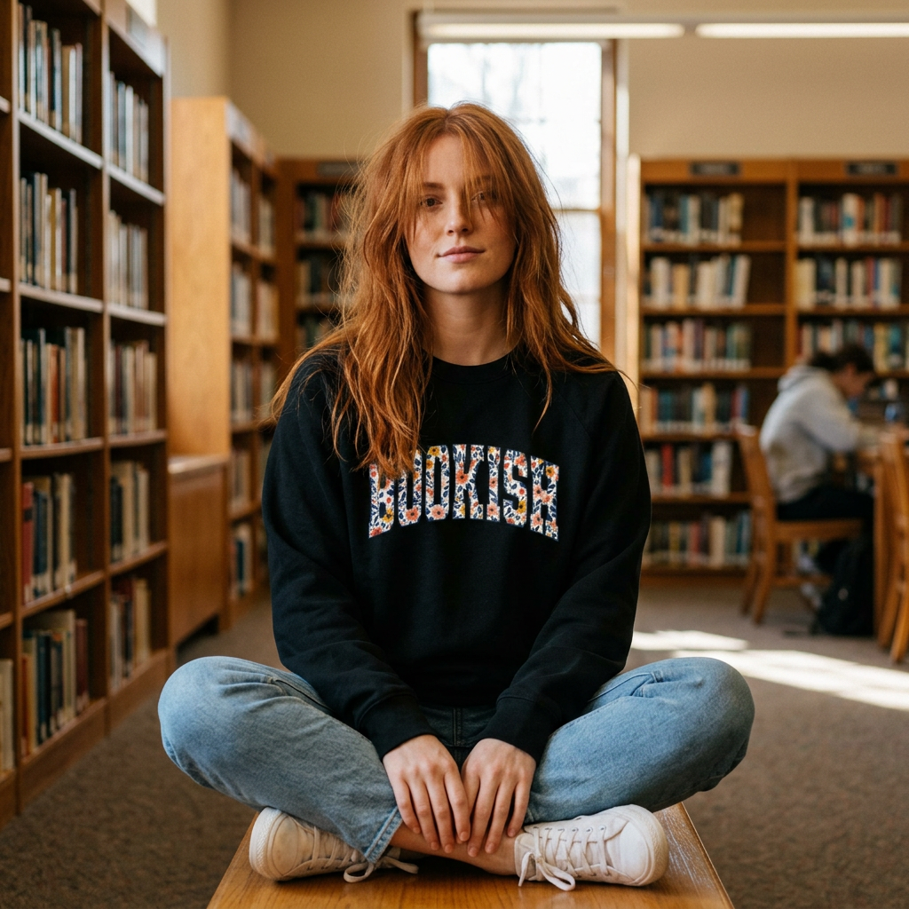 Bookish Floral Sweatshirt — Cozy Reader Raglan Pullover