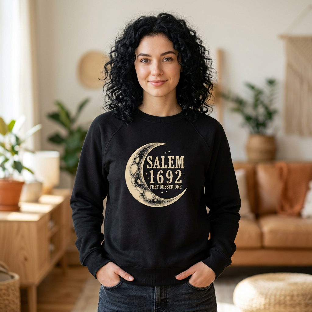 Salem 1692 Moon Phase Sweatshirt — Vintage Witchy Crewneck