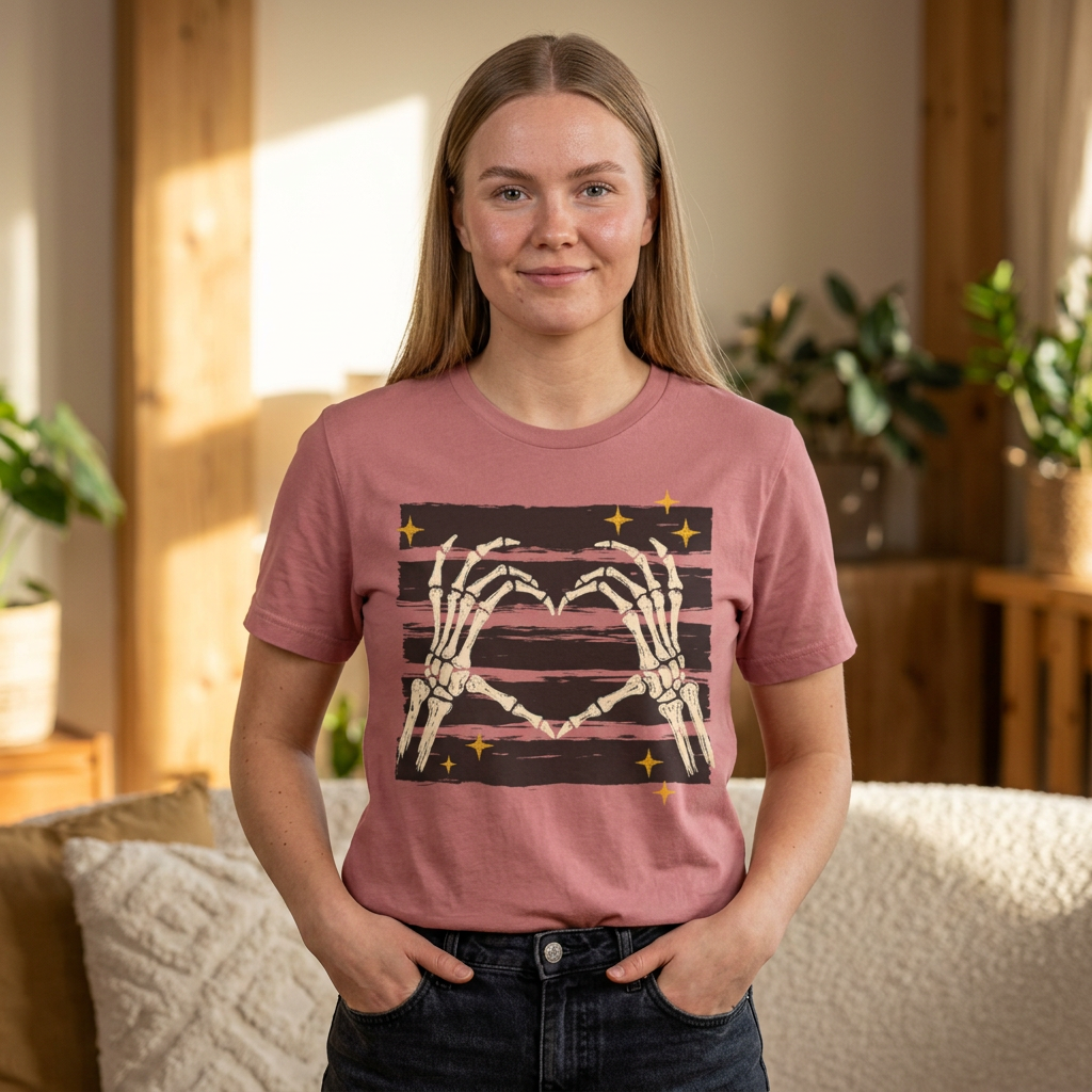 Skeleton Hands Heart T-Shirt — Gothic Tee
