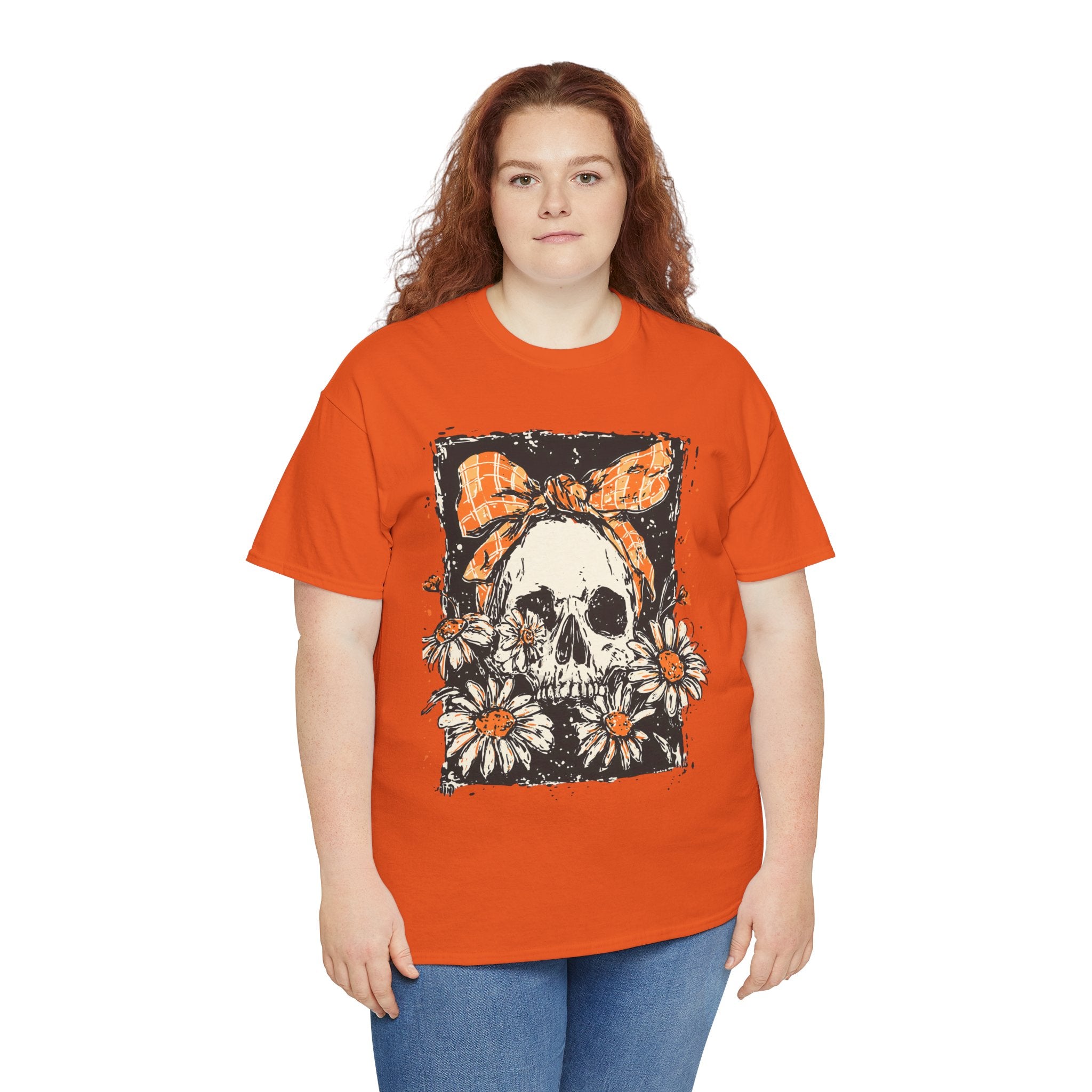Skull with Daisies Tee – Vintage Floral Skull Graphic T‑Shirt