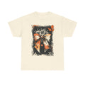 Halloween Bow Tee — Distressed Orange & Black Floral Ribbon Graphic