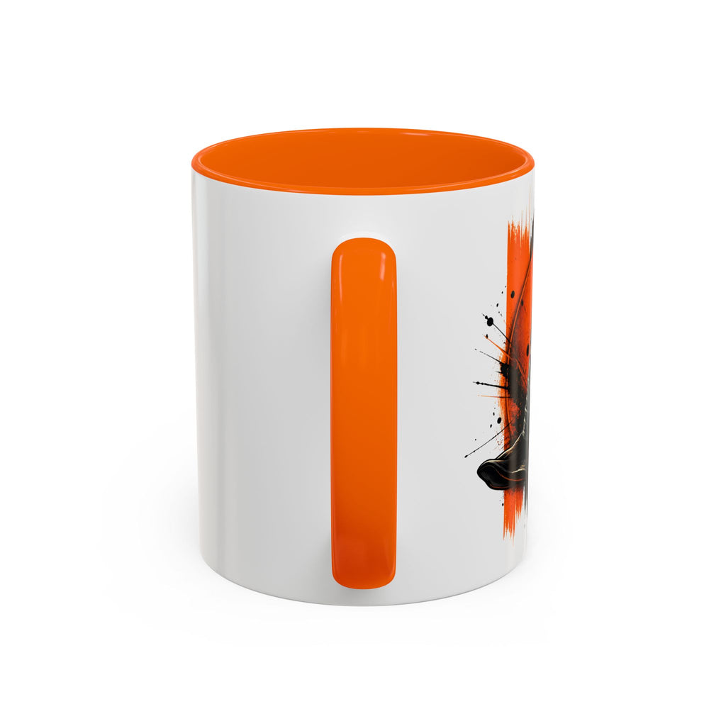 Black Hat & Orange Brushstroke Accent Coffee Mug — Halloween Cat Coffee Cup (11/15oz)