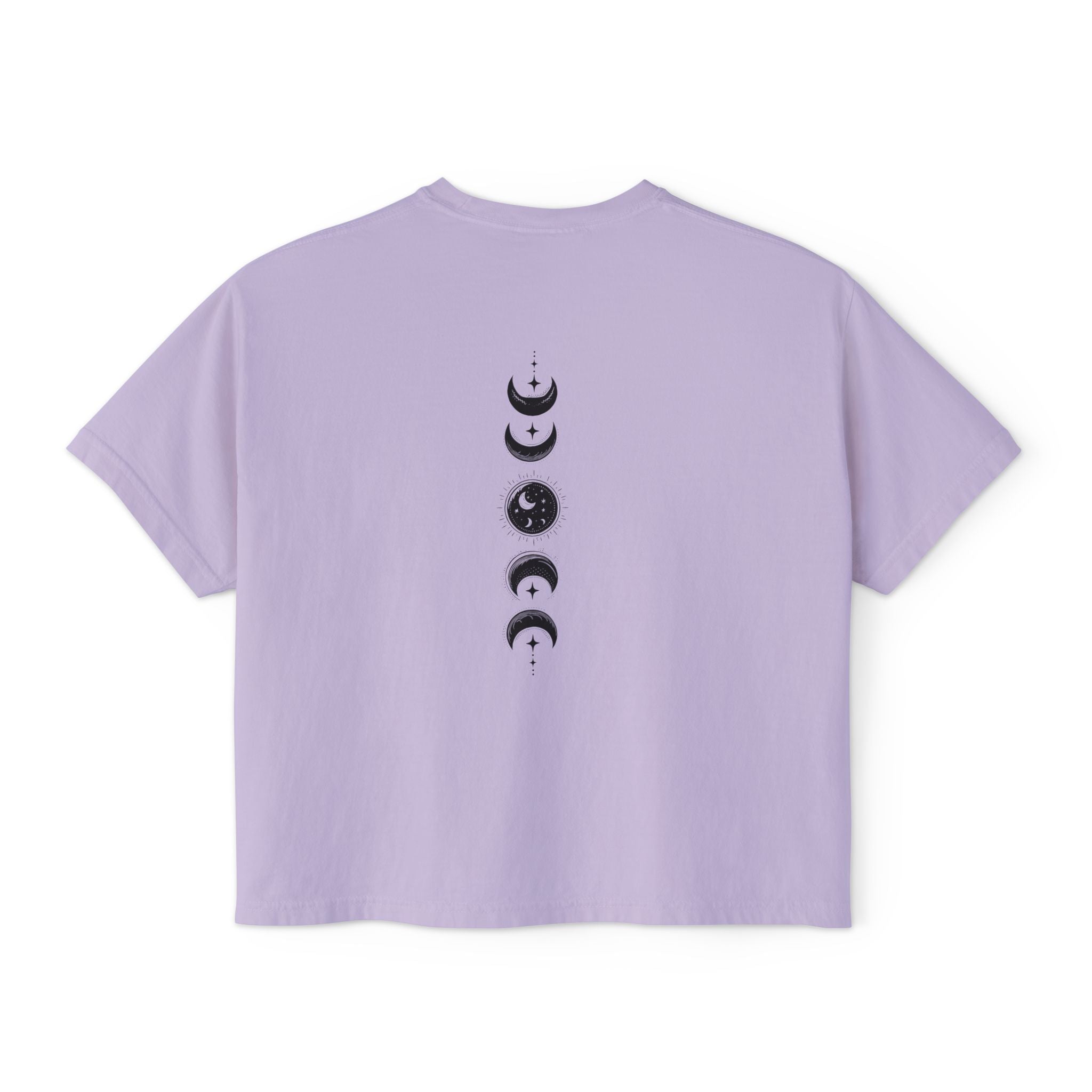 Salem 1692 Crescent Moon Women's Boxy Tee — Witchy Moon Phases Graphic