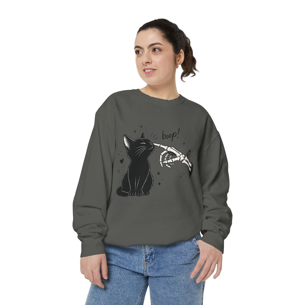 Cat 'Boop!' Sweatshirt — Cute Black Cat Nose Boop Crewneck