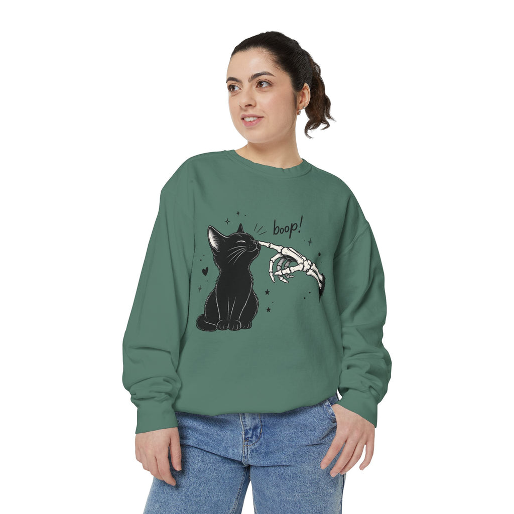 Cat 'Boop!' Sweatshirt — Cute Black Cat Nose Boop Crewneck