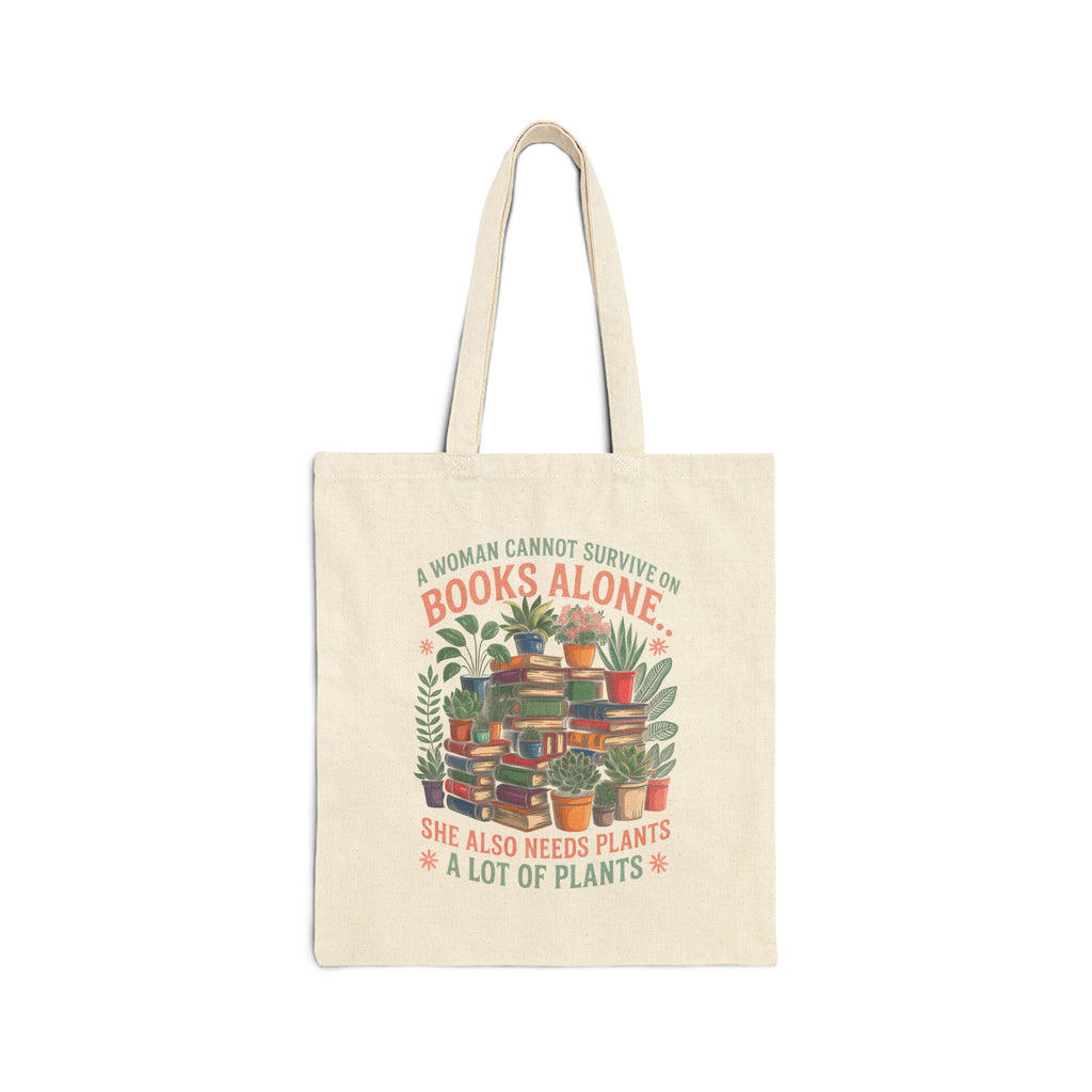 Plant & Book Lover Cotton Canvas Tote Bag