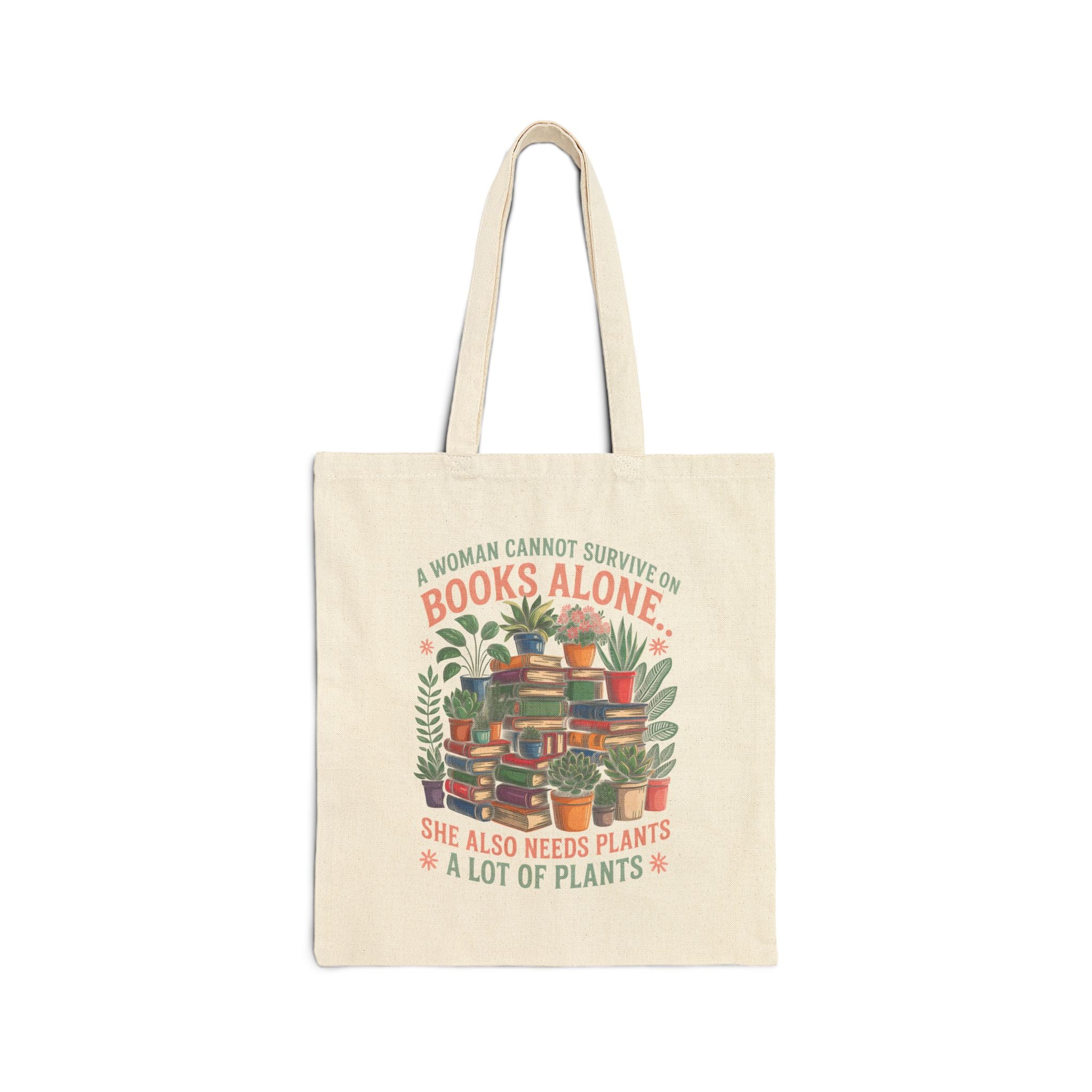 Plant & Book Lover Cotton Canvas Tote Bag