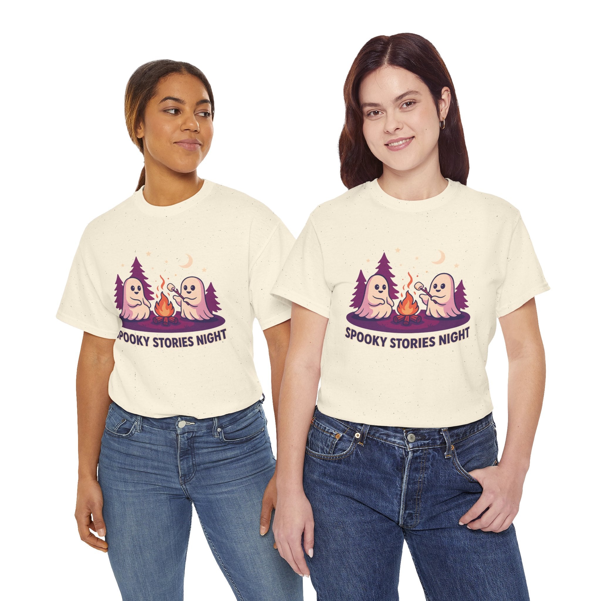 Spooky Stories Night Tee — Cute Ghost Campfire Halloween T-Shirt