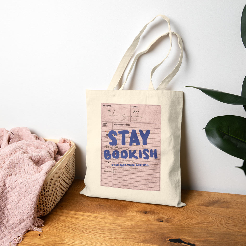 Stay Bookish Canvas Tote Bag — Library Card Book Lover Bookish Tote