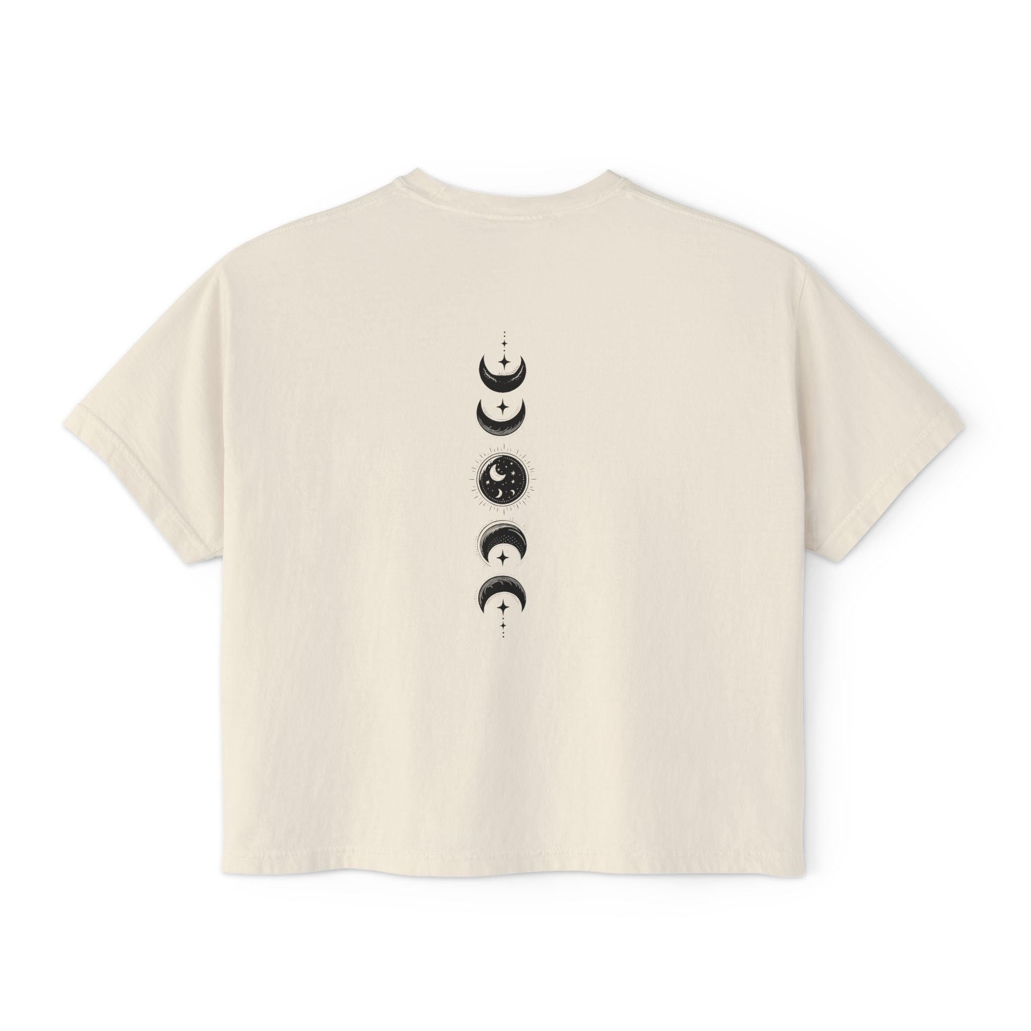 Salem 1692 Crescent Moon Women's Boxy Tee — Witchy Moon Phases Graphic