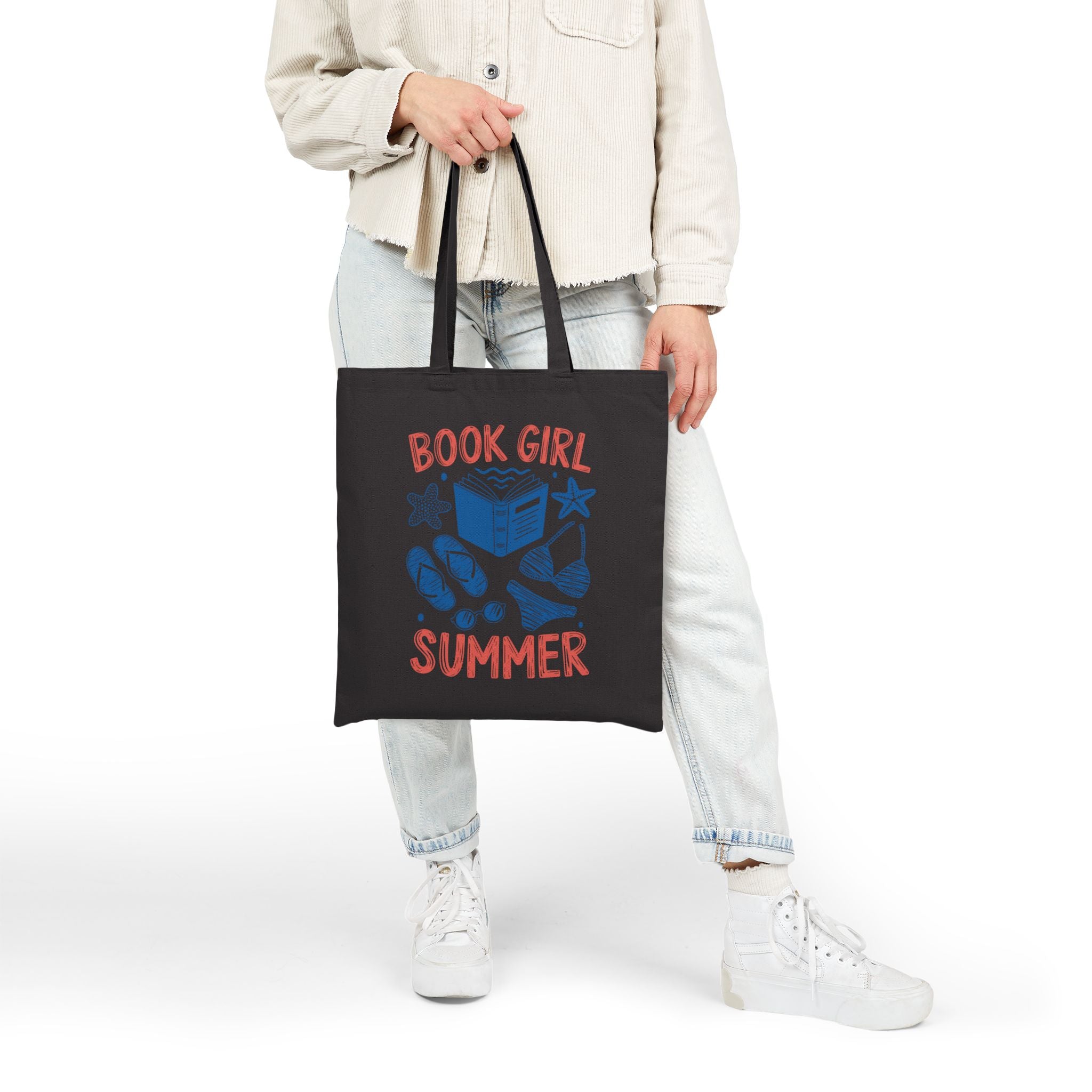 Book Girl Summer Tote — Cotton Canvas Tote Bag