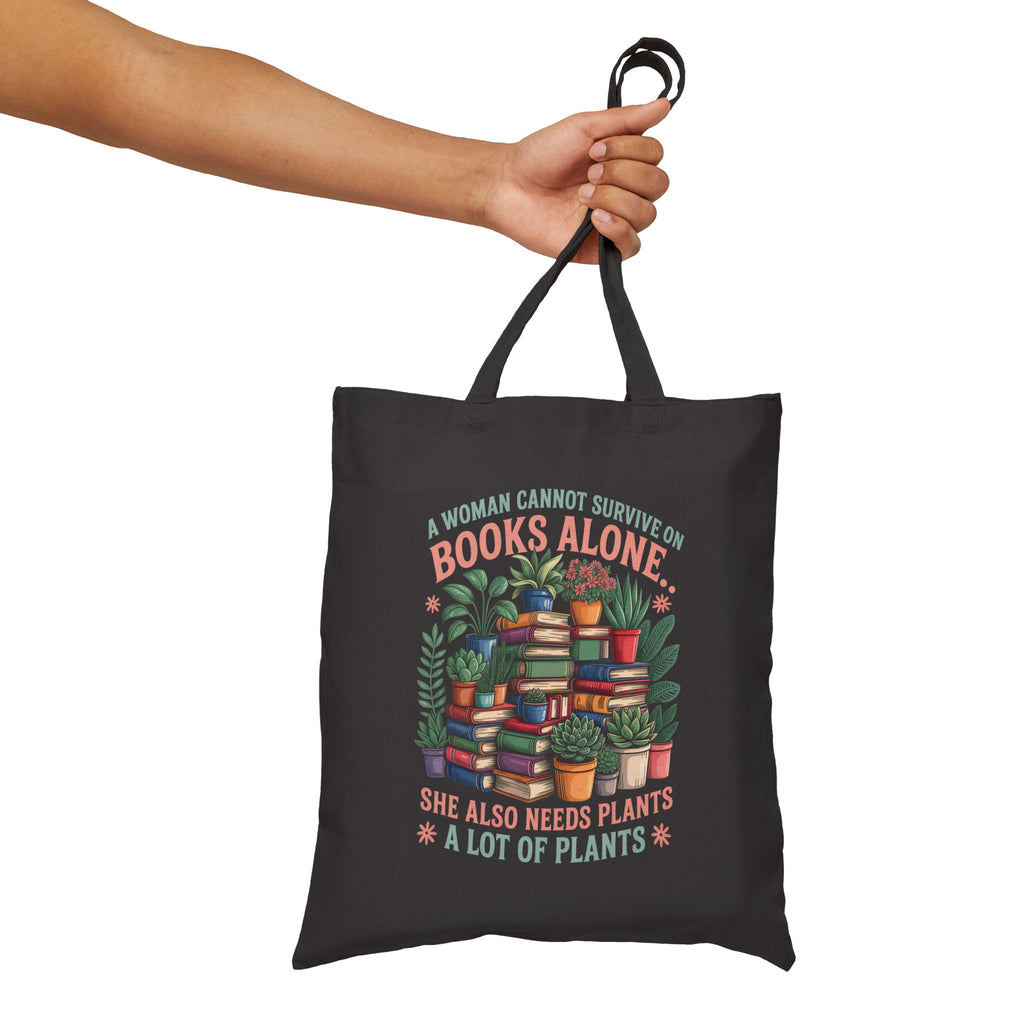 Plant & Book Lover Cotton Canvas Tote Bag