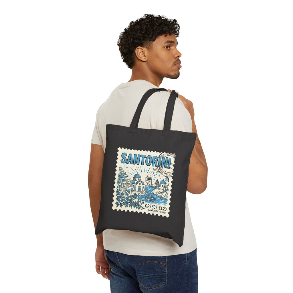 Santorini Canvas Tote Bag – Greek Island Travel Market Bag