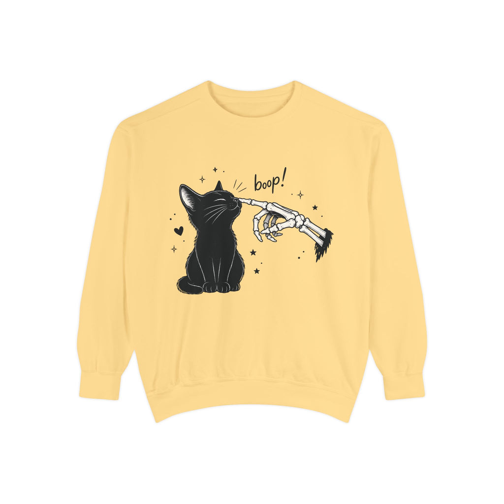Cat 'Boop!' Sweatshirt — Cute Black Cat Nose Boop Crewneck