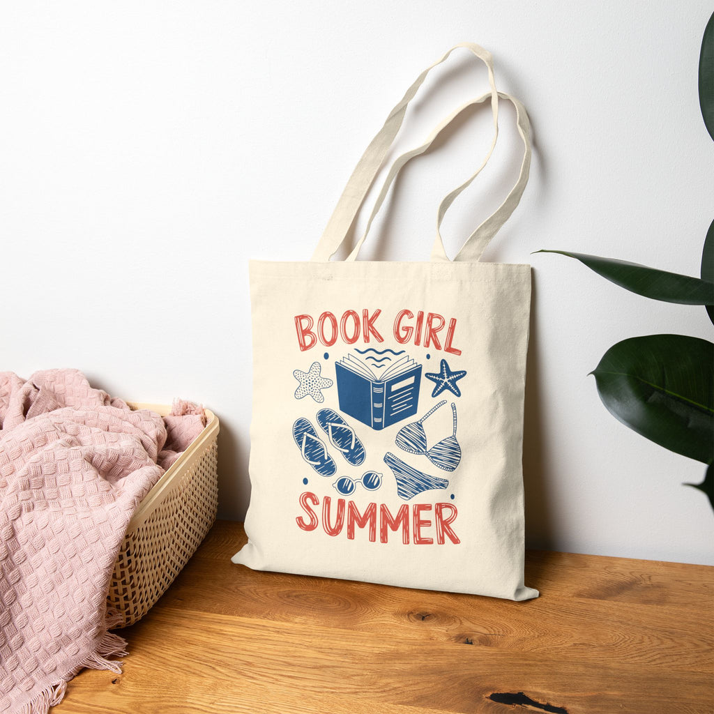 Book Girl Summer Tote — Cotton Canvas Tote Bag