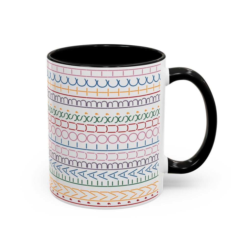 Colorful Doodle Stripe Accent Coffee Mug — Hidden Message 11/15oz