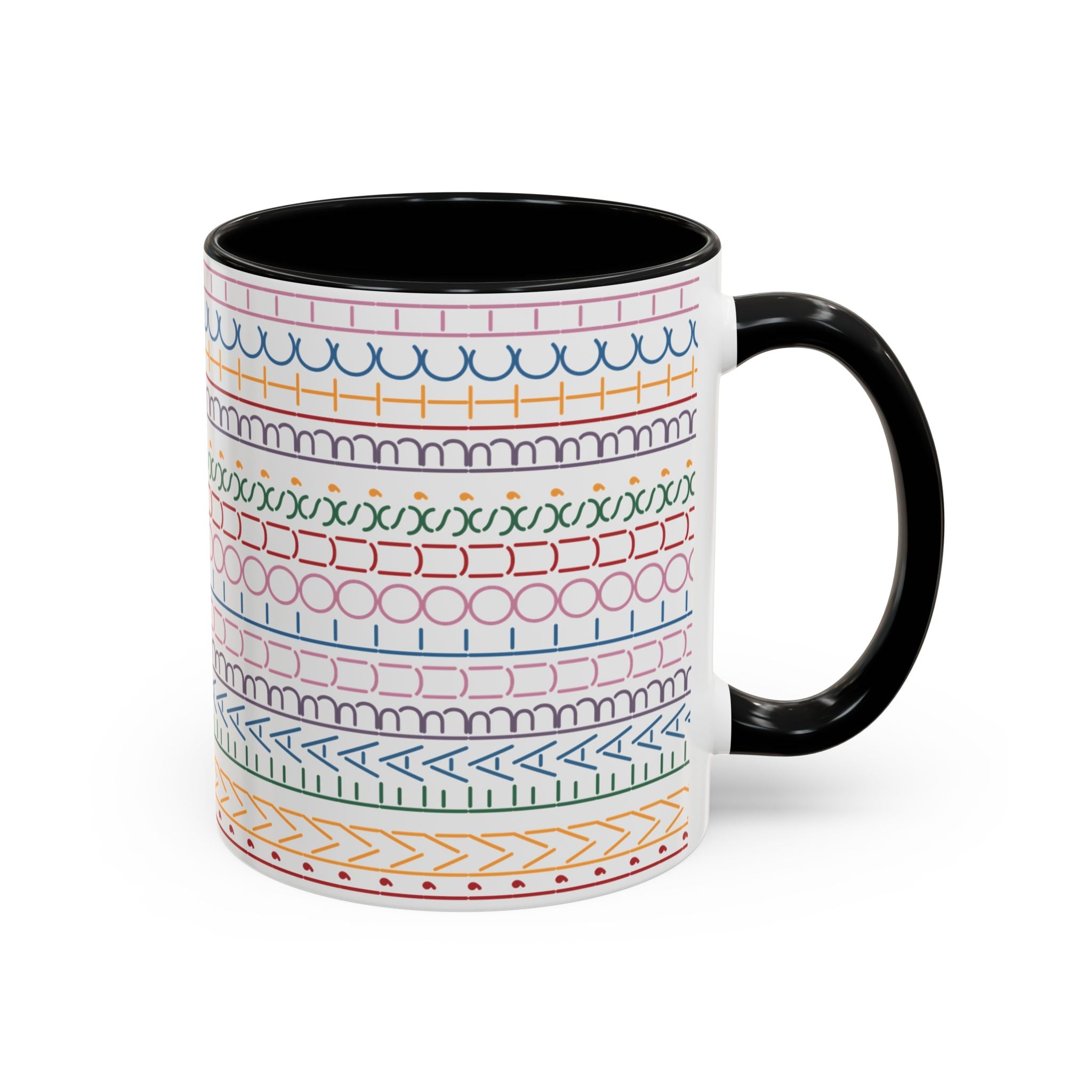 Colorful Doodle Stripe Accent Coffee Mug — Hidden Message 11/15oz