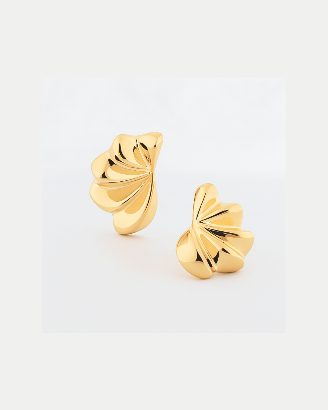 Serena Sculptural Fan Gold Earrings-0