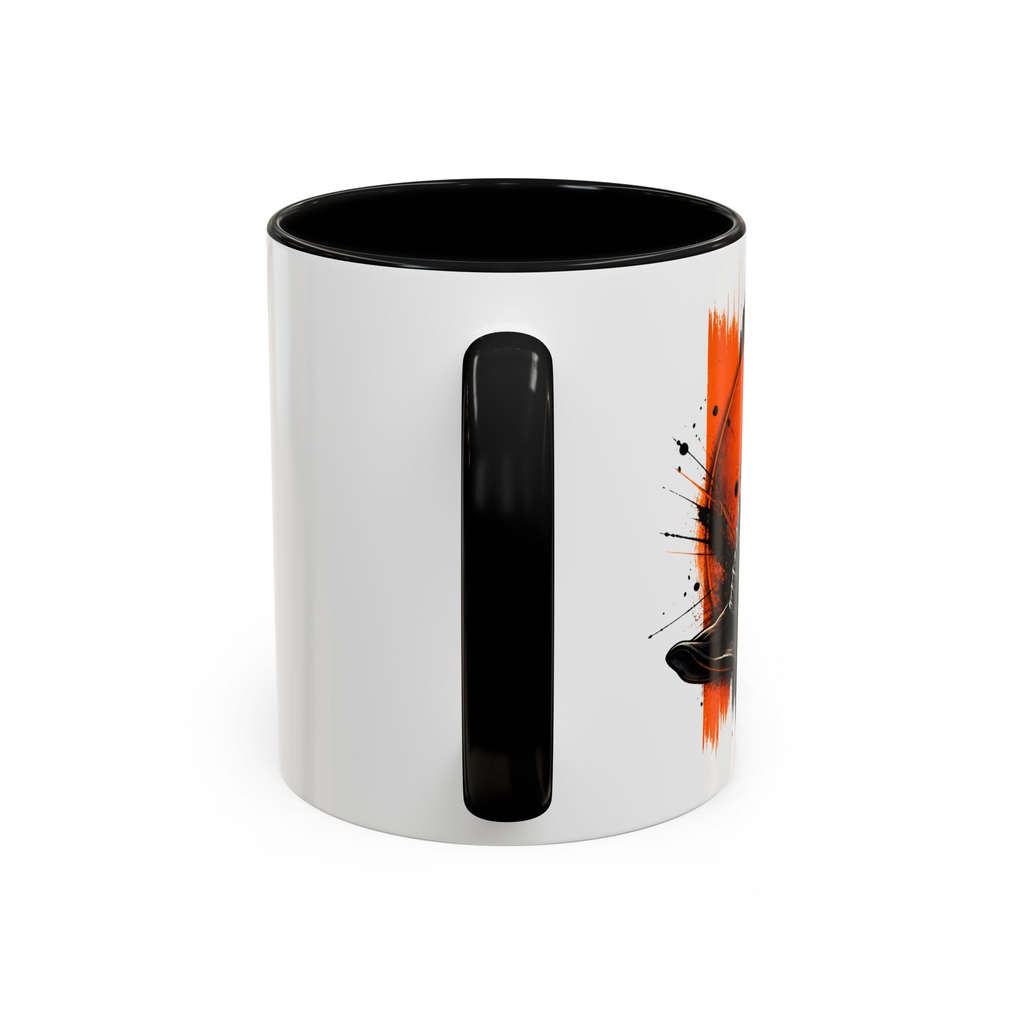 Black Hat & Orange Brushstroke Accent Coffee Mug — Halloween Cat Coffee Cup (11/15oz)