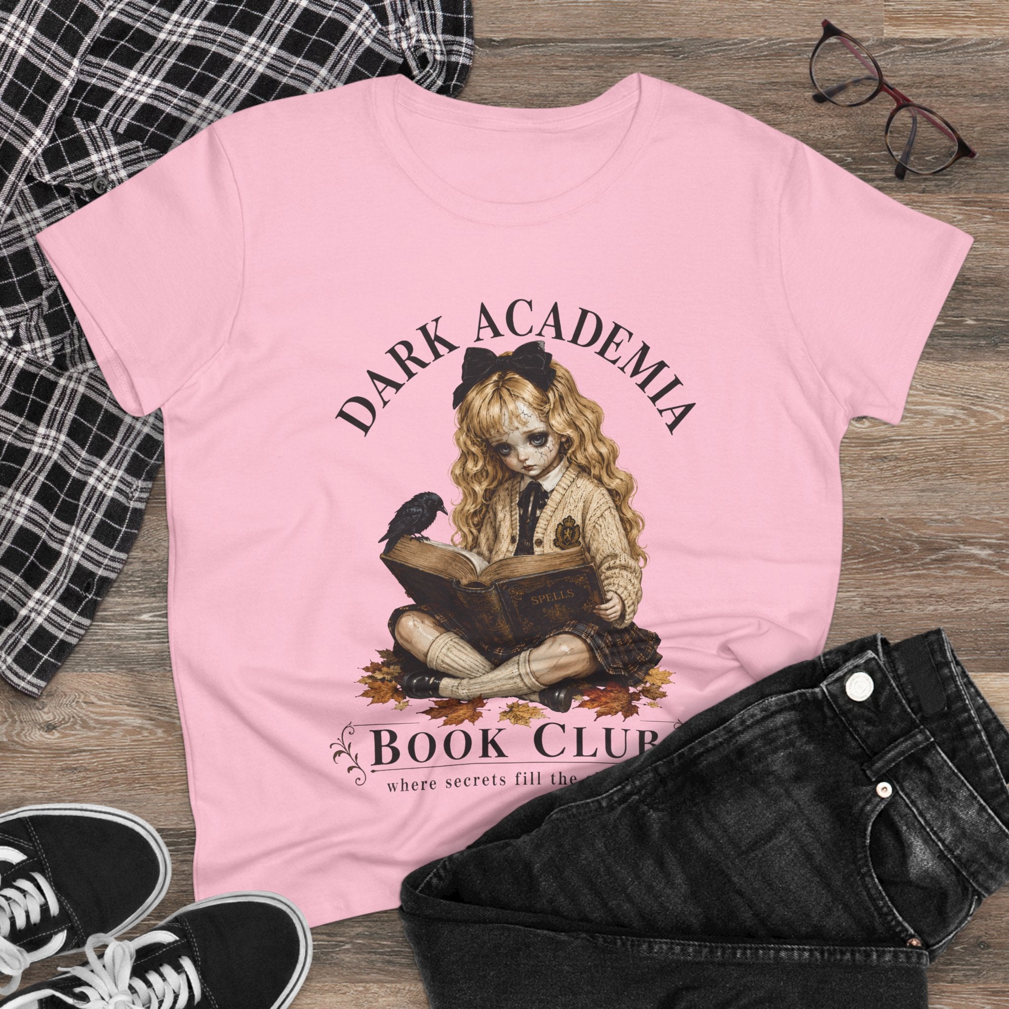 Dark Academia Book Club T-Shirt — Vintage Gothic Girl Reading Tee
