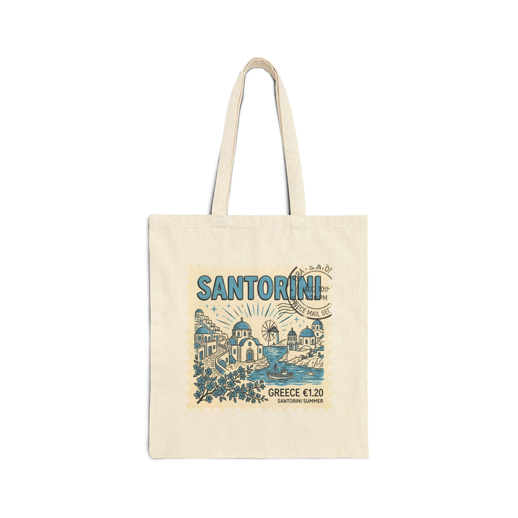Santorini Canvas Tote Bag – Greek Island Travel Market Bag