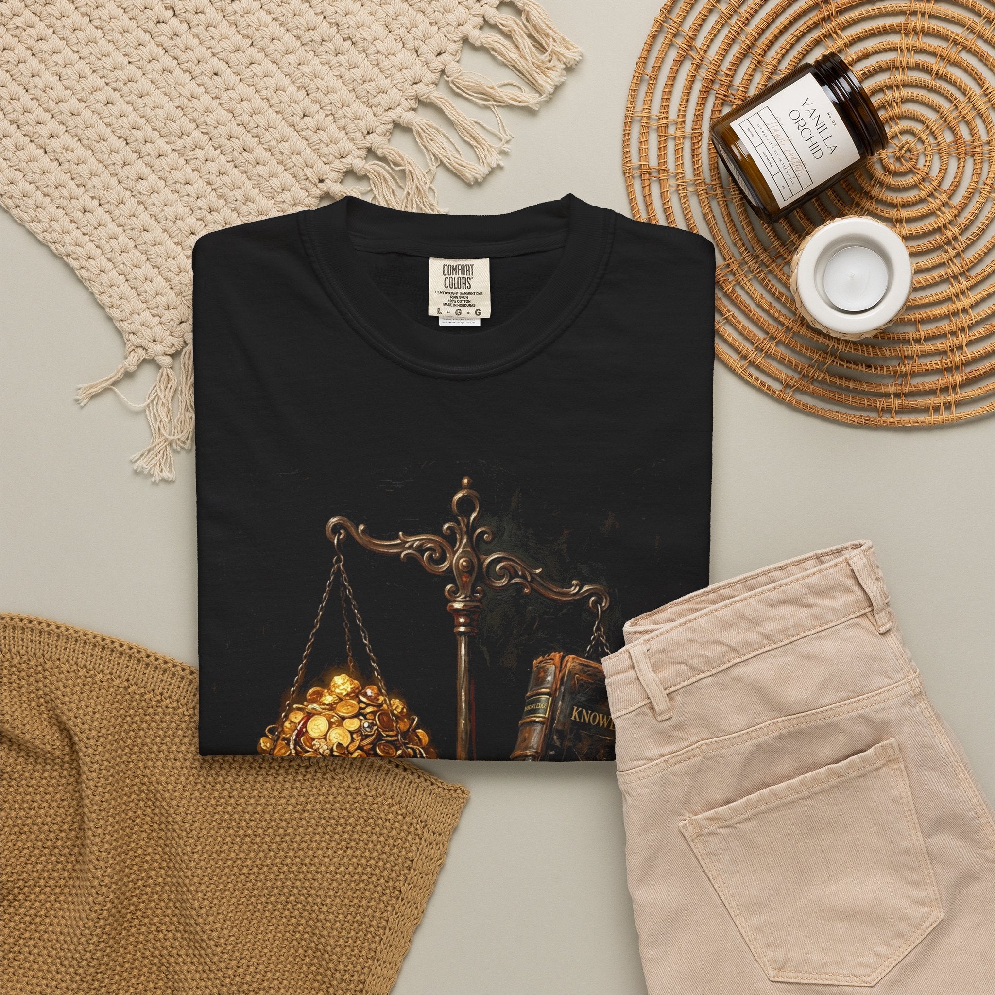 Know Your Worth Scales Book Graphic T-shirt | Empowerment