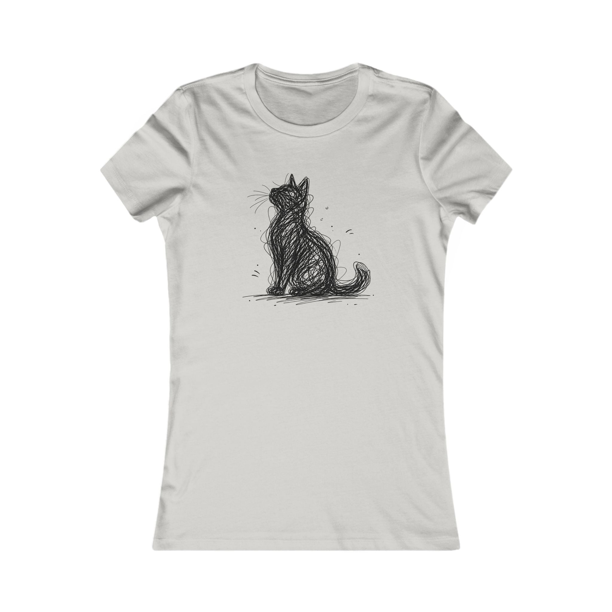 Women's Cat Sketch Tee — Cute Hand-Drawn Cat Graphic Shirt for Cat Lovers