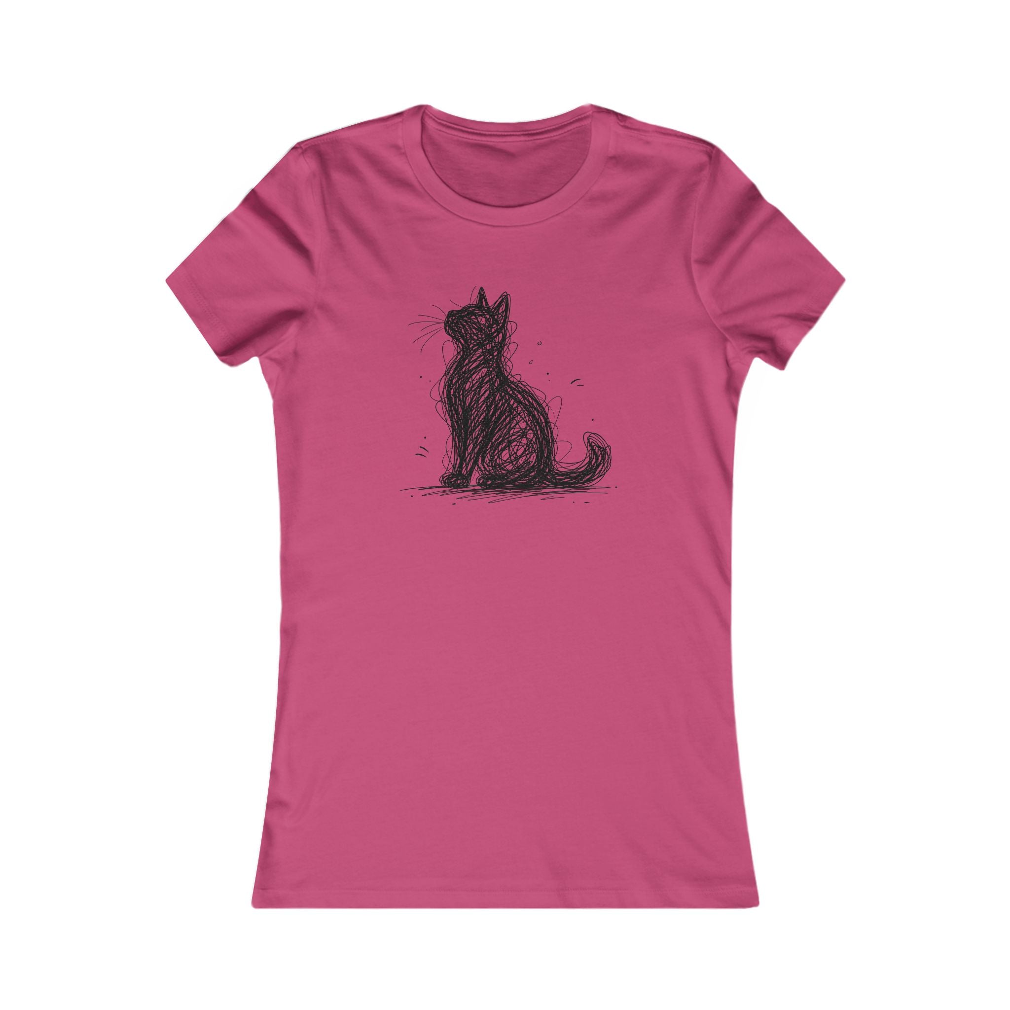 Women's Cat Sketch Tee — Cute Hand-Drawn Cat Graphic Shirt for Cat Lovers