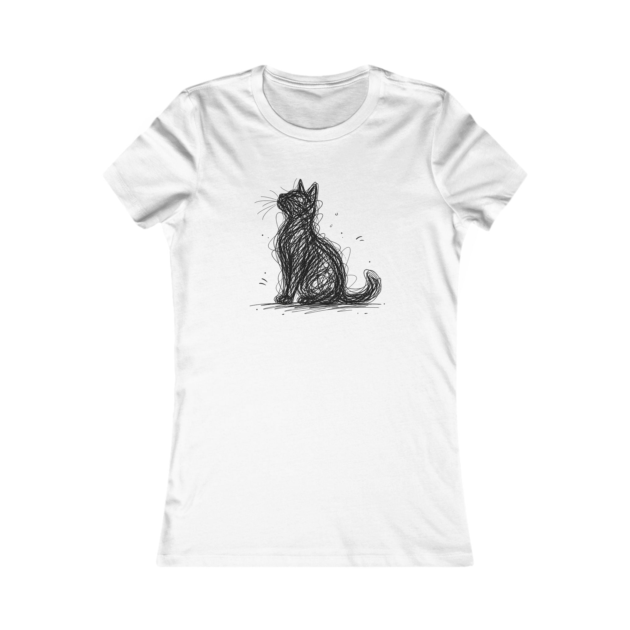 Women's Cat Sketch Tee — Cute Hand-Drawn Cat Graphic Shirt for Cat Lovers