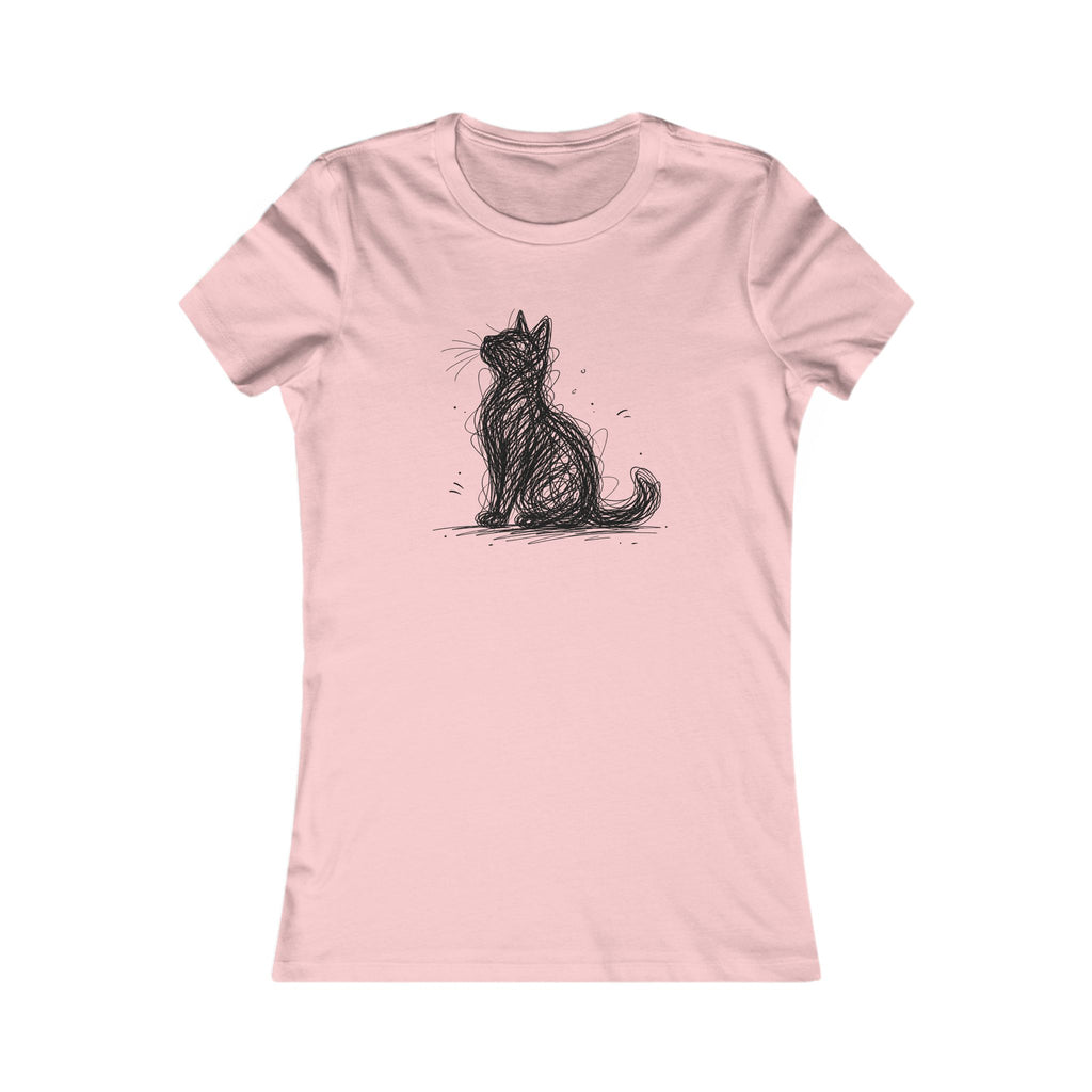 Women's Cat Sketch Tee — Cute Hand-Drawn Cat Graphic Shirt for Cat Lovers