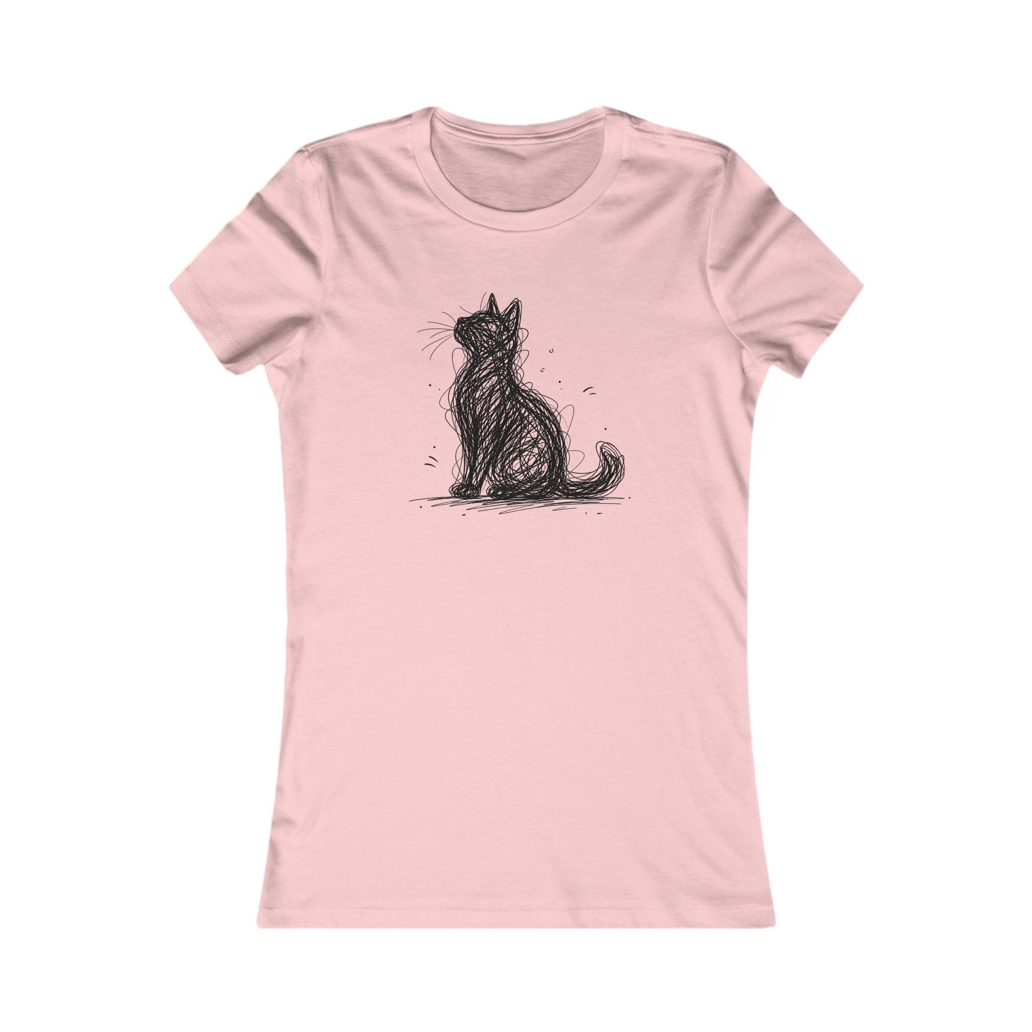 Women's Cat Sketch Tee — Cute Hand-Drawn Cat Graphic Shirt for Cat Lovers