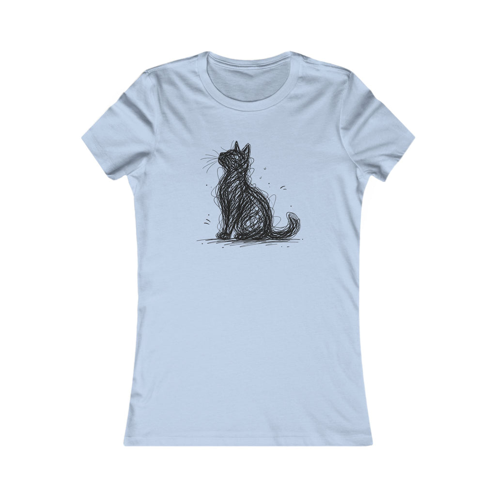 Women's Cat Sketch Tee — Cute Hand-Drawn Cat Graphic Shirt for Cat Lovers
