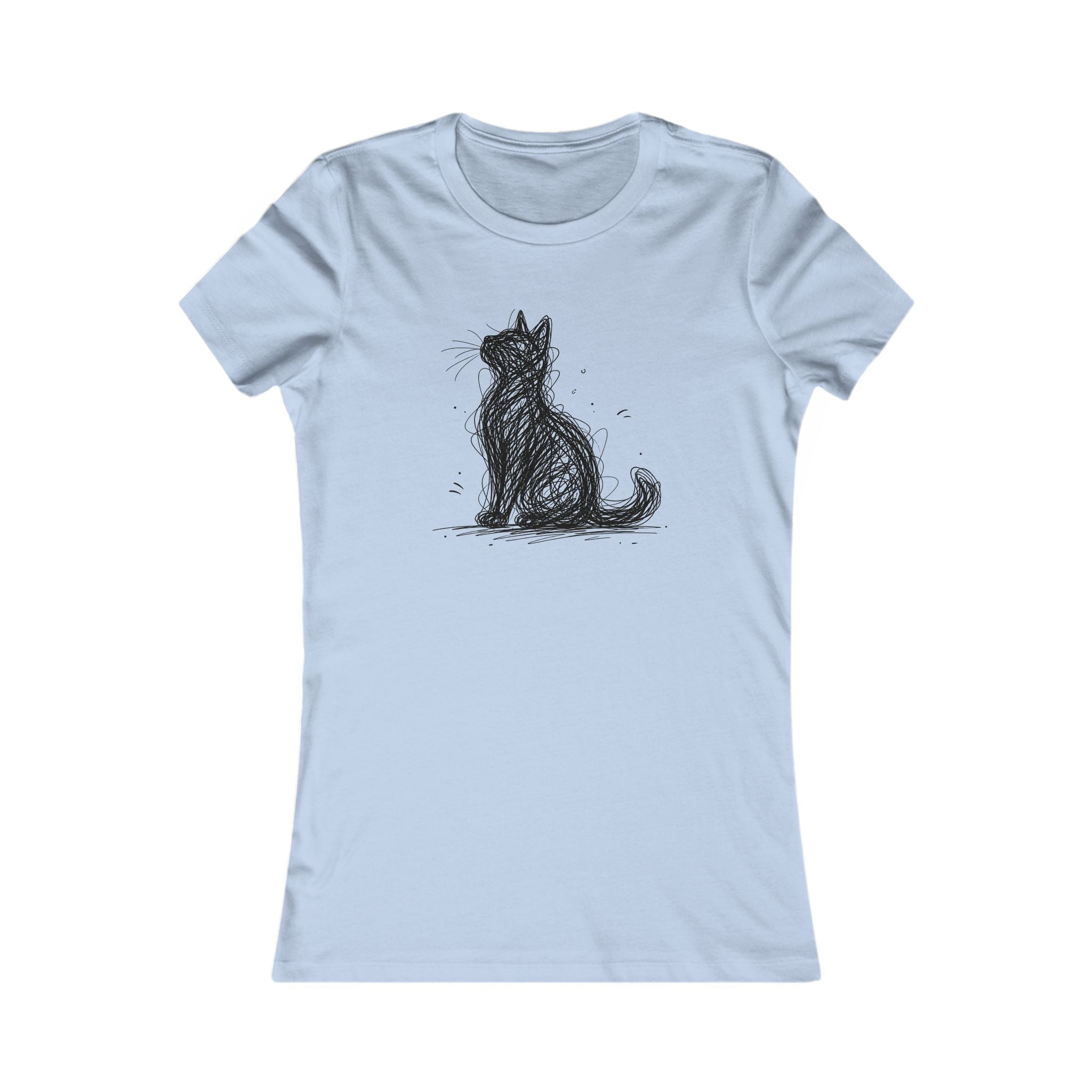 Women's Cat Sketch Tee — Cute Hand-Drawn Cat Graphic Shirt for Cat Lovers