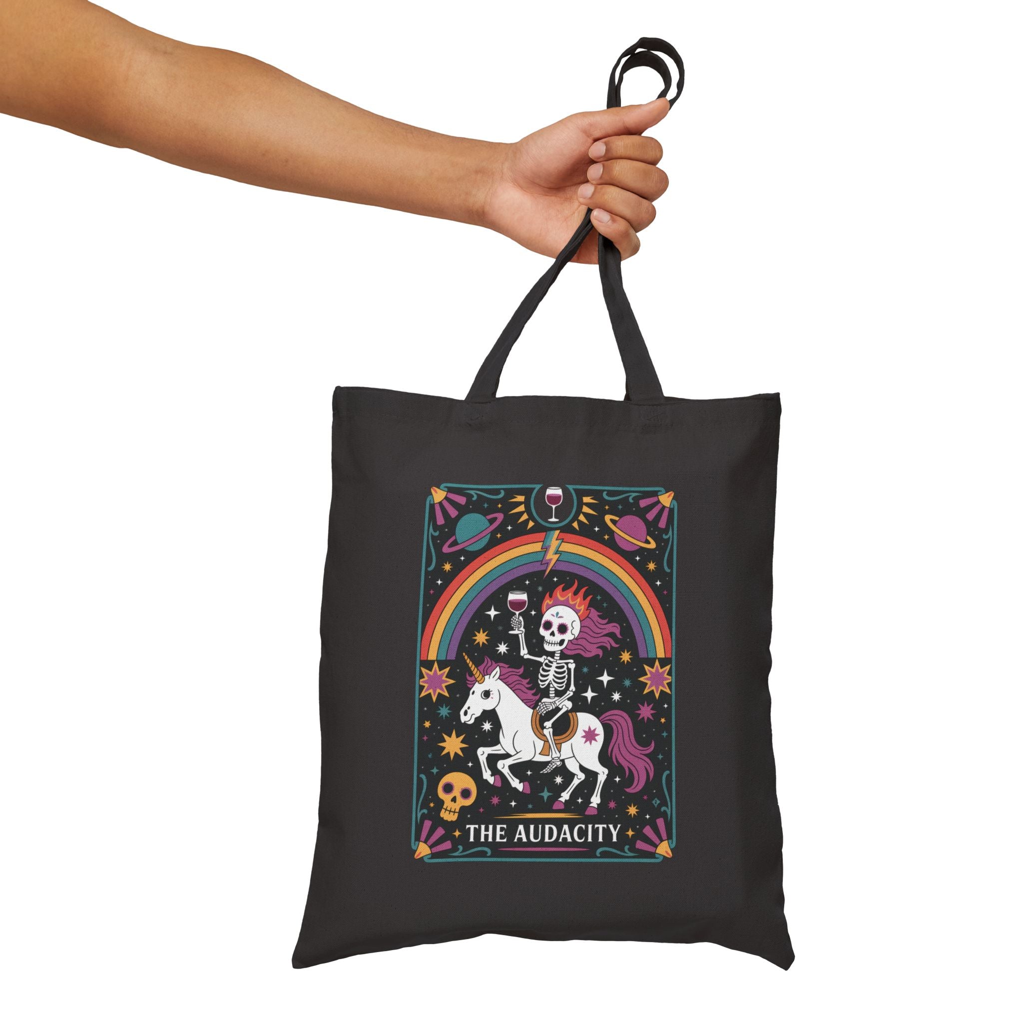 Audacity Funny Tarot Tote Bag — Humorous Tarot Canvas Tote