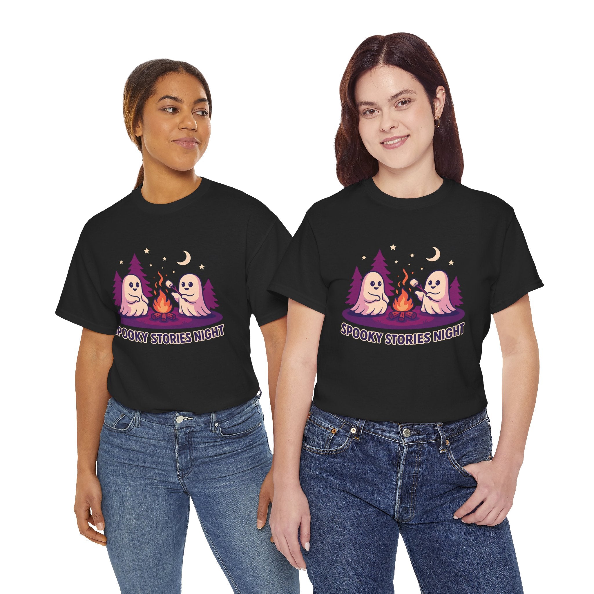 Spooky Stories Night Tee — Cute Ghost Campfire Halloween T-Shirt