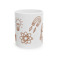 Science Doodles Ceramic Mug — STEM Icons Coffee Cup 11 oz