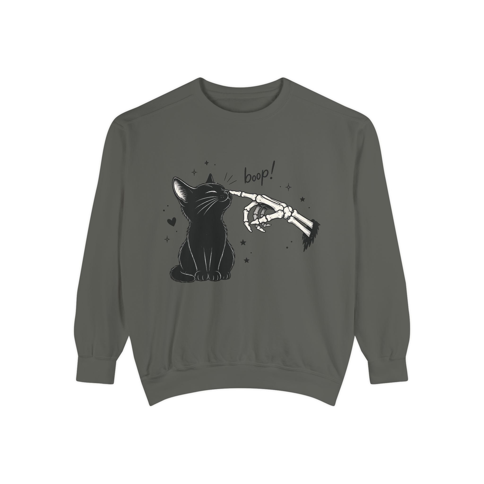 Cat 'Boop!' Sweatshirt — Cute Black Cat Nose Boop Crewneck