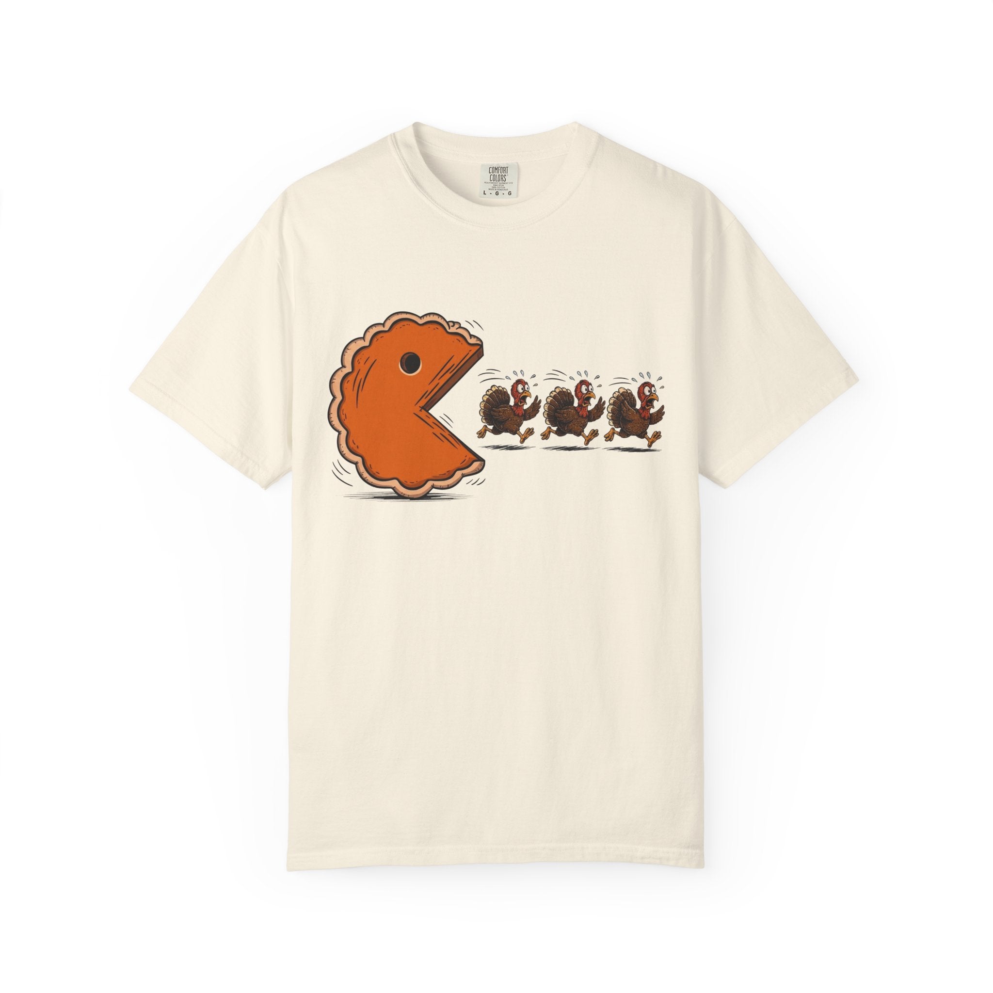 Pac-Man Pie T-Shirt — Funny Thanksgiving Turkey Chase Tee