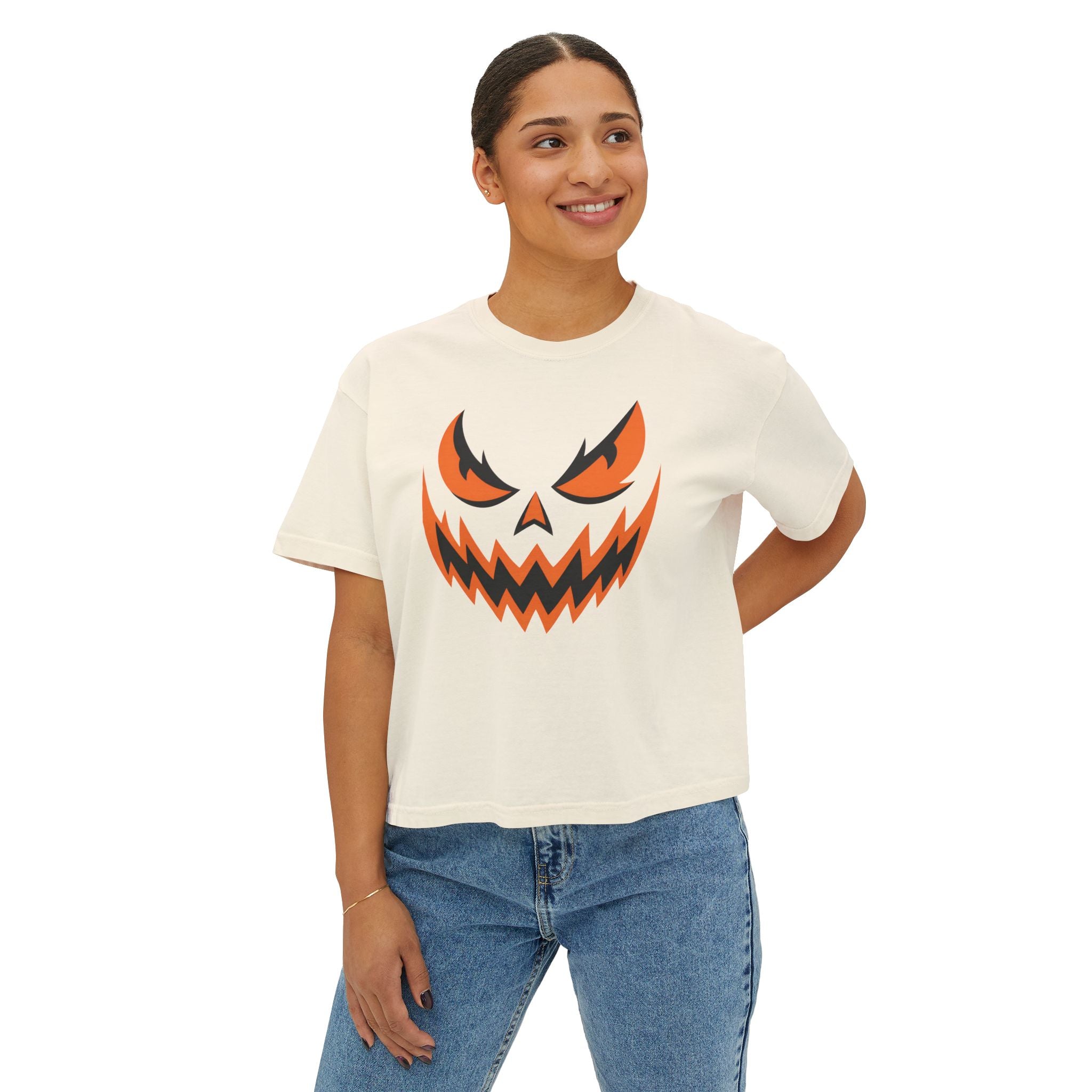 Halloween Pumpkin Jack-O’-Lantern Women's Boxy Tee