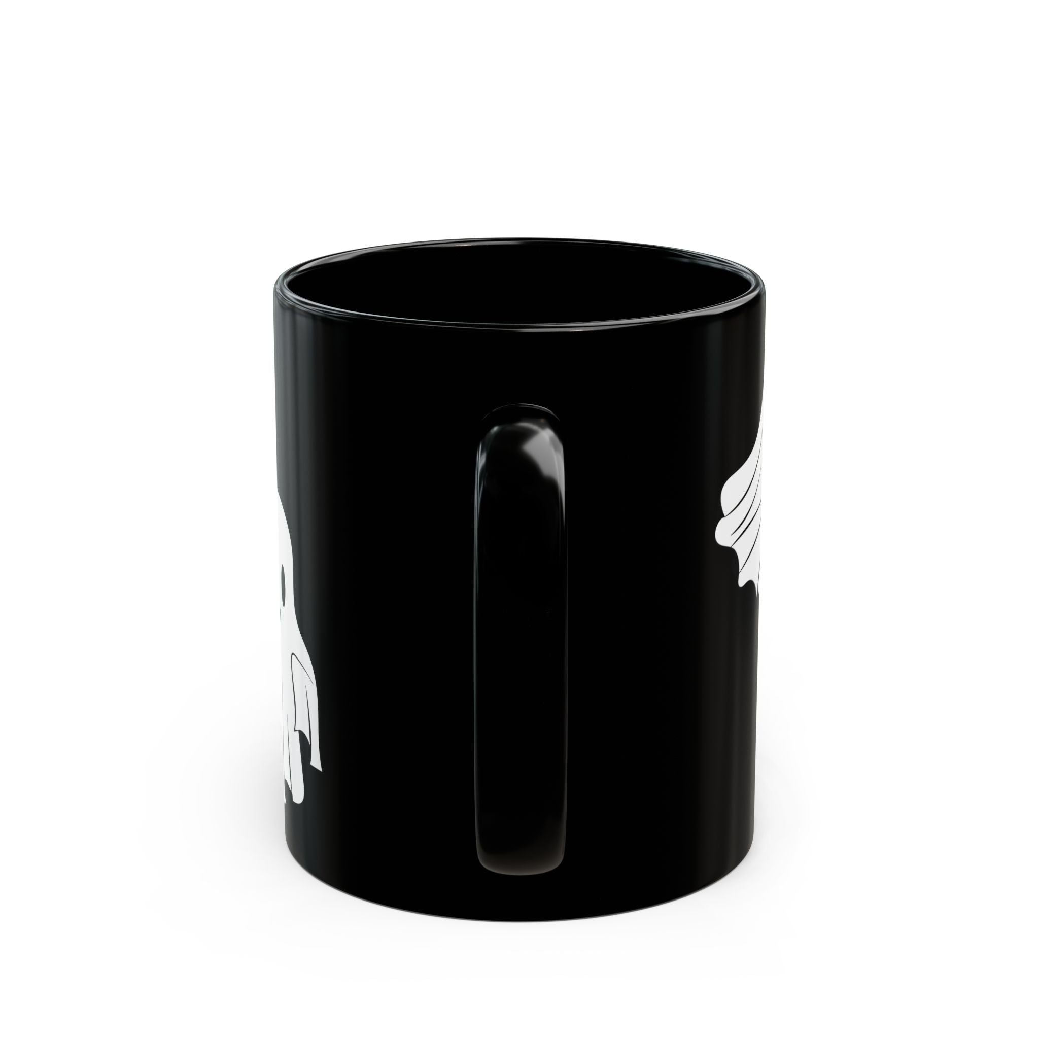 Ghost Pattern Black Mug – Cute Halloween Coffee Cup (11oz & 15oz)