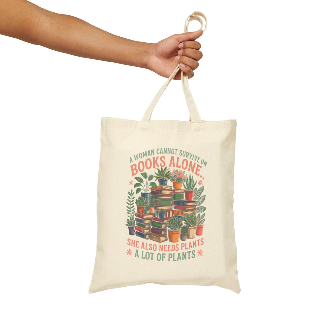 Plant & Book Lover Cotton Canvas Tote Bag
