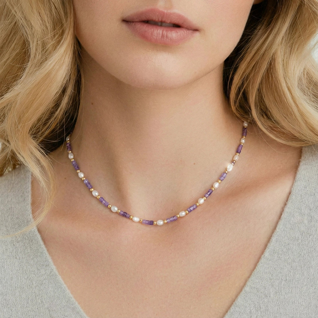 Amethyst Pearl Harmony Necklace - Addy Avenue
