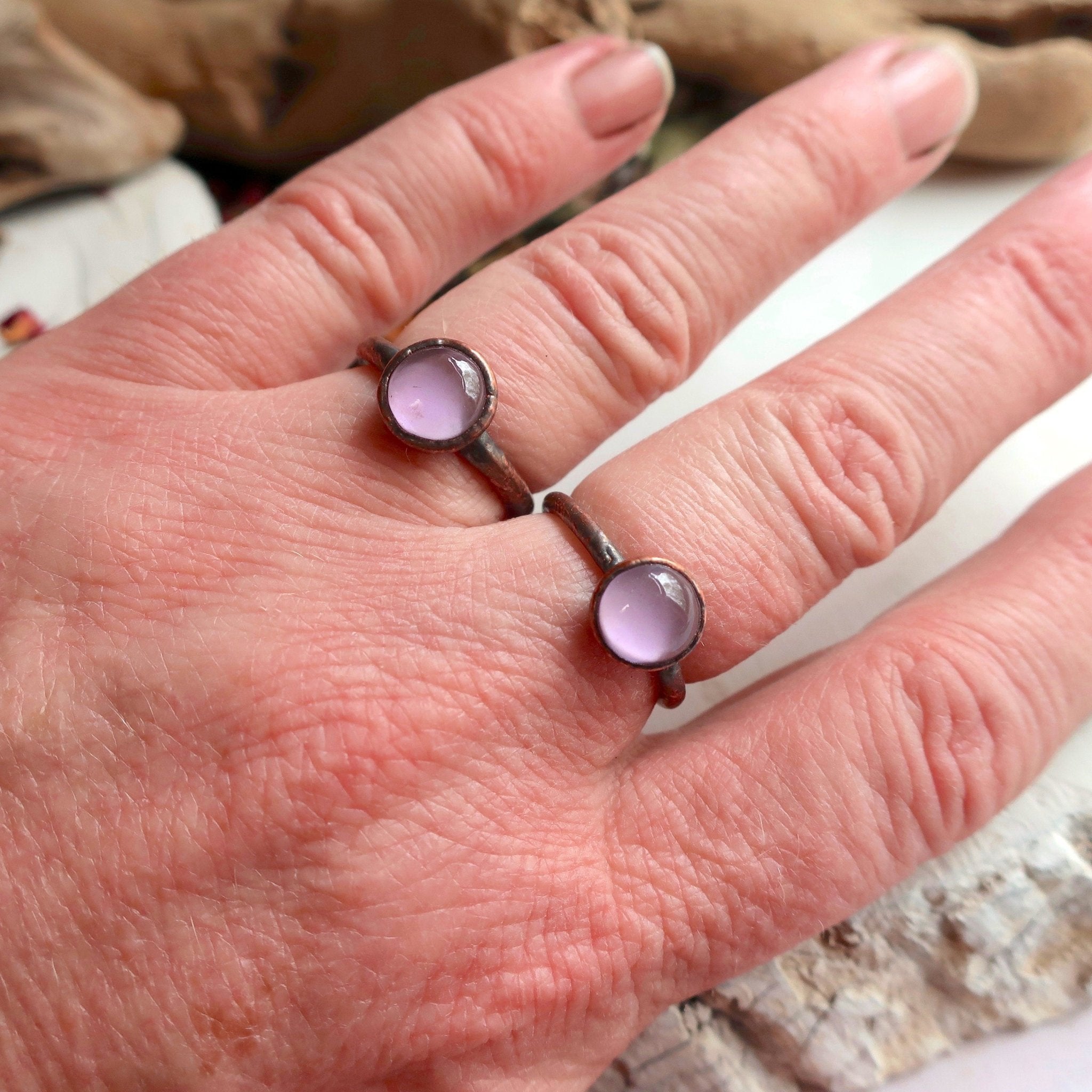 Amethyst Ring – Boho Copper | Handmade by Blackbird & Sage - Addy Avenue