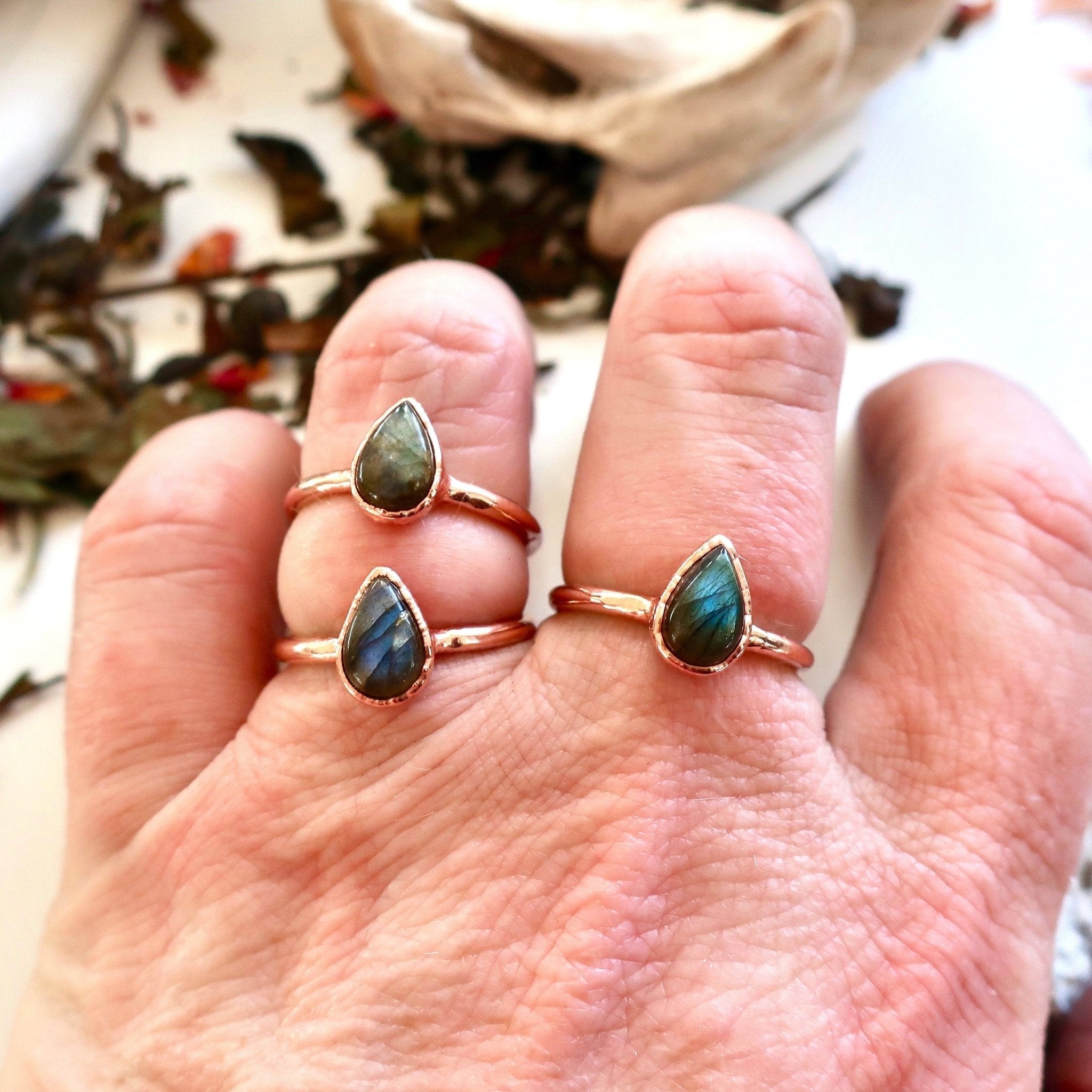 Blue Labradorite Ring | Handmade by Blackbird & Sage - Addy Avenue