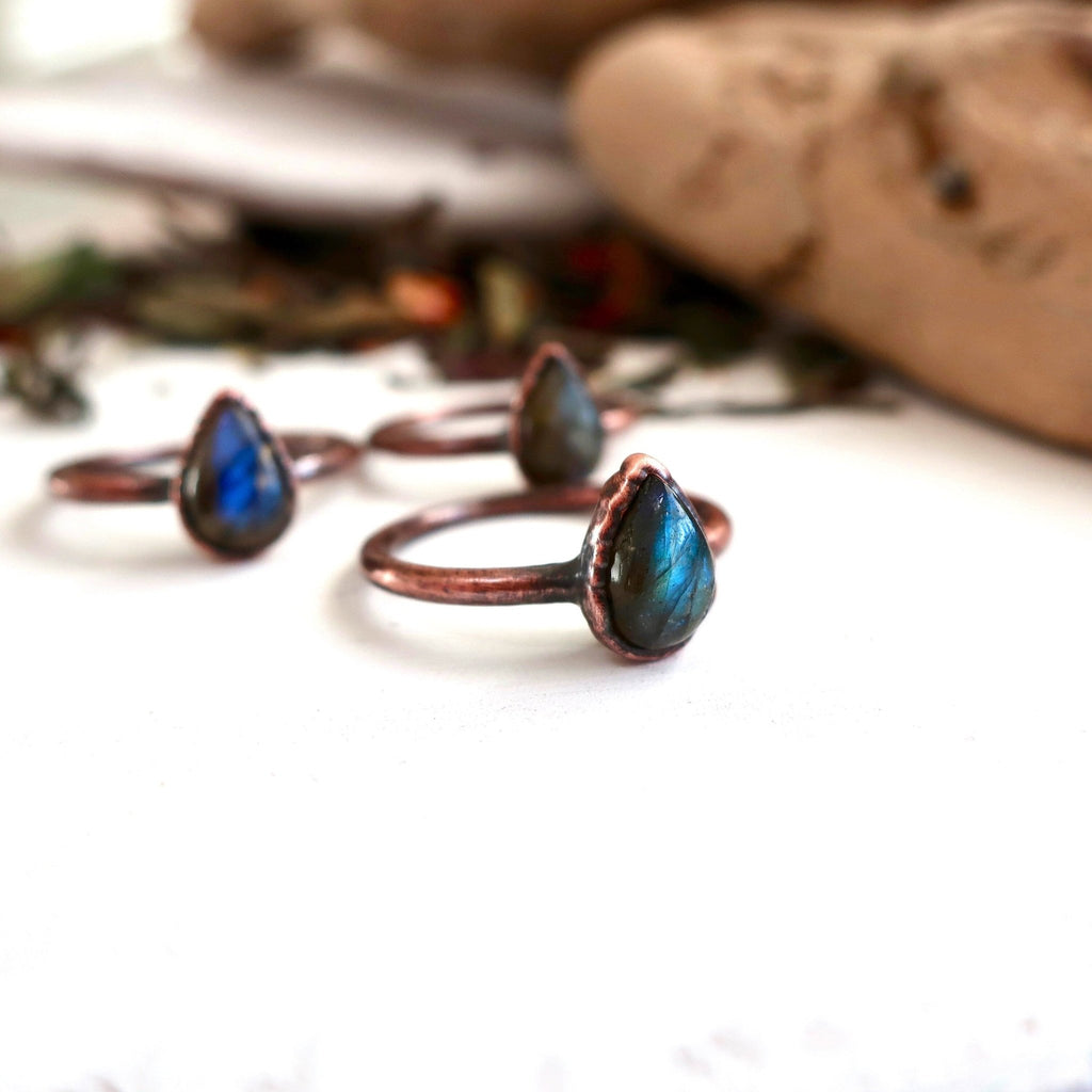 Blue Labradorite Ring | Handmade by Blackbird & Sage - Addy Avenue